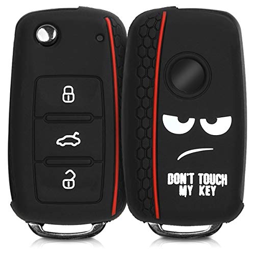 kwmobile Funda Compatible con VW Skoda Seat Llave de Coche de 3 Botones - Carcasa Protectora Suave de Silicona - Don't Touch my Key