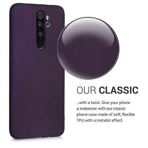 kwmobile Funda Compatible con Xiaomi Redmi Note 8 Pro - Carcasa móvil de Silicona - Protector Trasero en Frambuesa metálico