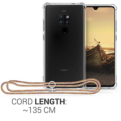 kwmobile Funda con Cuerda Compatible con Huawei Mate 20 - Carcasa Transparente de TPU con Cuerda para Colgar en el Cuello