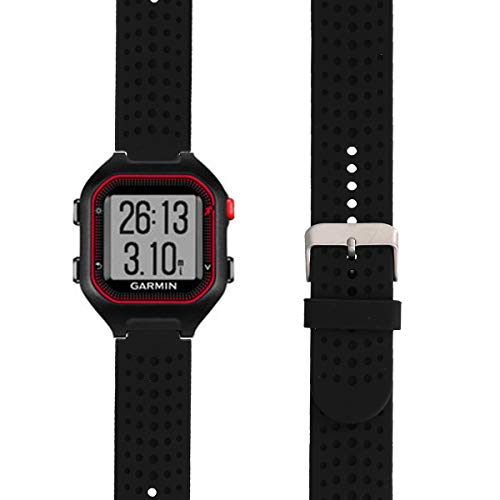 kwmobile Pulsera Compatible con Garmin Forerunner 25 (L - 40 x 47 x 13.9 mm) - Brazalete de Silicona en Negro sin Fitness Tracker