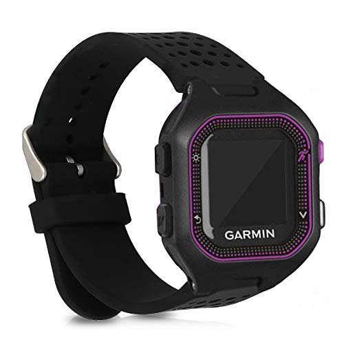 kwmobile Pulsera Compatible con Garmin Forerunner 25 (L - 40 x 47 x 13.9 mm) - Brazalete de Silicona en Negro sin Fitness Tracker