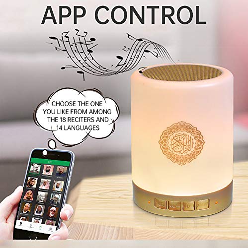 Lámpara LED portátil XINWEI SQ112 Quran Smart Touch con Altavoz Bluetooth Recargable Remoto, Altavoz de Radio MP3 FM, Control Remoto de 15 Idiomas