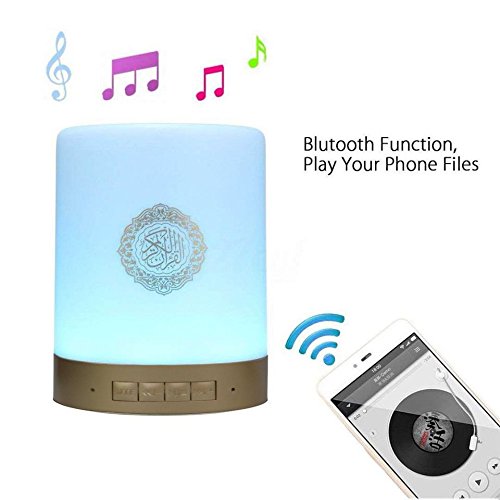 Lámpara LED portátil XINWEI SQ112 Quran Smart Touch con Altavoz Bluetooth Recargable Remoto, Altavoz de Radio MP3 FM, Control Remoto de 15 Idiomas