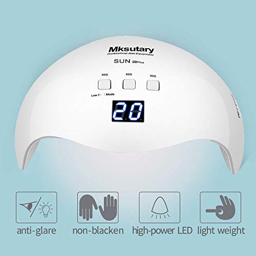 Lámpara UV Profesional, 48W Lampara Led Uñas Profesional con temporizador, Sensor para uñas de gel y Toe Nail Curing 21 Leds con pantalla LCD y temporizador 30s, 60s, 99s