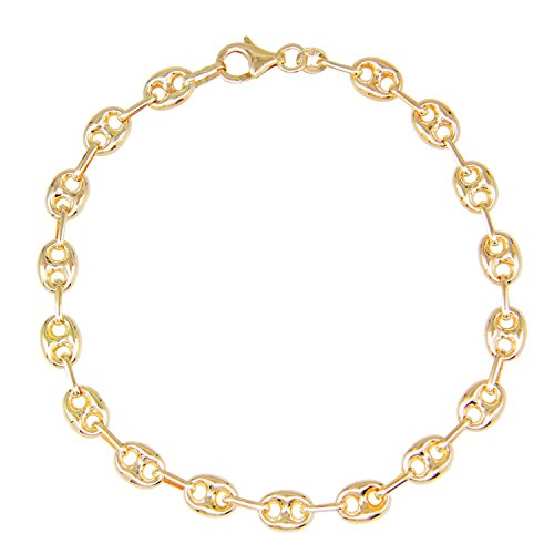 L'Atelier d'Azur – Pulsera de Grano de café de Oro Amarillo – 21 cm para Hombre o Mujer