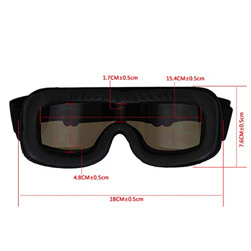 LEAGUE&CO Gafas de Moto Retro Vintage Gafas de Protección Gafas Piloto Gafas de Aviador, Gafas para Casco Harley Davidson Dyna Touring Trike Motocross Marco Negro, Lente Marron