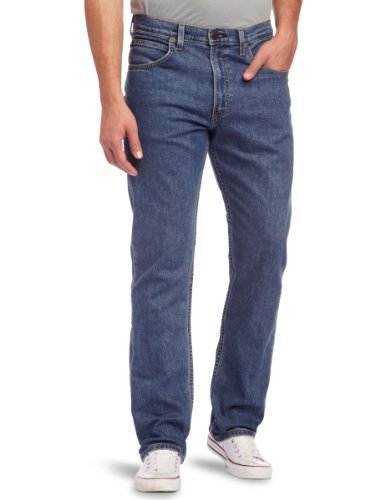 Lee Brooklyn Straight, Vaqueros para Hombre, Azul (Mid Stonewash), W38/L34