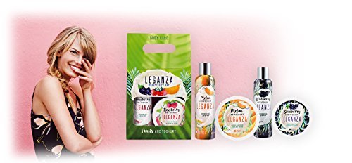 Leganza Set de Regalo Gel de Ducha y Crema Corporal Mousse con Yogur y Melón Rico y Lujoso Tratamiento Corporal