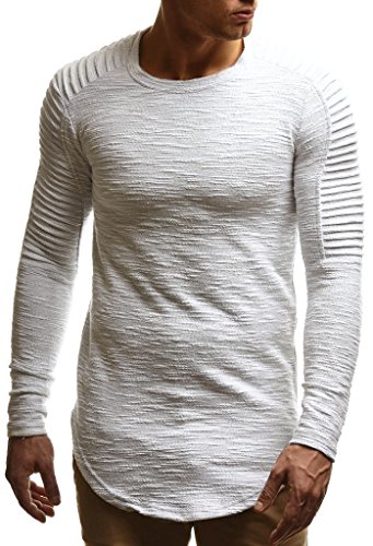 Leif Nelson Sudadera de Manga Larga Cuello Redondo suéter de los Hombres LN-6326 Color Crudo Small