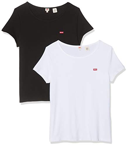 Levi's Camiseta, Multicolor (2 Pack tee White +/Mineral Black 0000), X-Small para Mujer