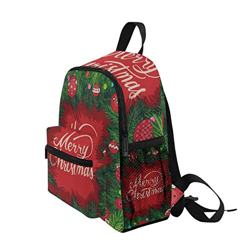 LIANCHENYI - Mochila escolar unisex con marco de Navidad con ramas de pícea para exteriores 2º 3º grado 4º grado Mochila escolar para niños y niñas