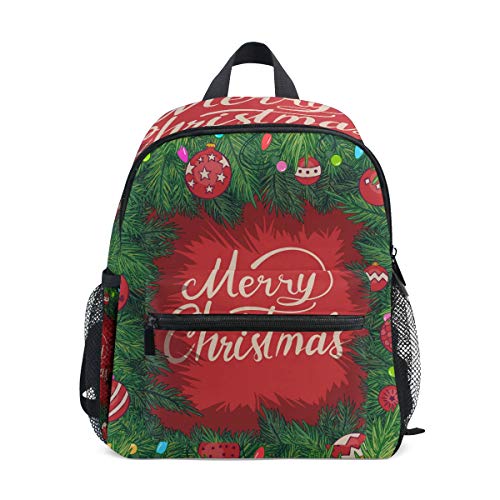 LIANCHENYI - Mochila escolar unisex con marco de Navidad con ramas de pícea para exteriores 2º 3º grado 4º grado Mochila escolar para niños y niñas