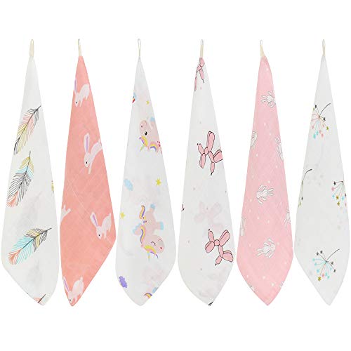 LifeTree Suave Toallas de Lavabo, Toallas de Muselina para Bebés, 27 X 27cm Toalla Facial Bebe, Toallitas, Pañuelo Para Niños Pack de 6