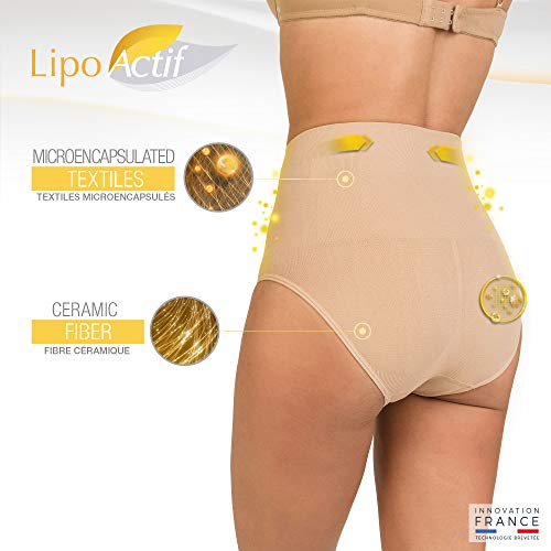 Lipo Active – Braga reductora para mujer – Diario/noche – Funda reductora – Anti celulitis reafirmante y efecto push up – Tecnología francesa Cosméto Ceremic duna Small-Medium