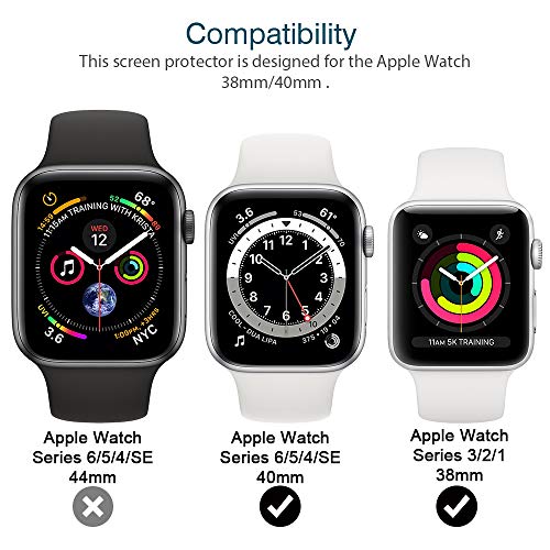 LϟK 6 Pack Protector de Pantalla para Apple Watch 40mm Series 6/5/4/SE y 38mm Series 1/2/3, HD Película de TPU Flexible [Sin Burbujas] [Funda Compatible] [Sin Bordes Elevados] [Instalación Fácil]