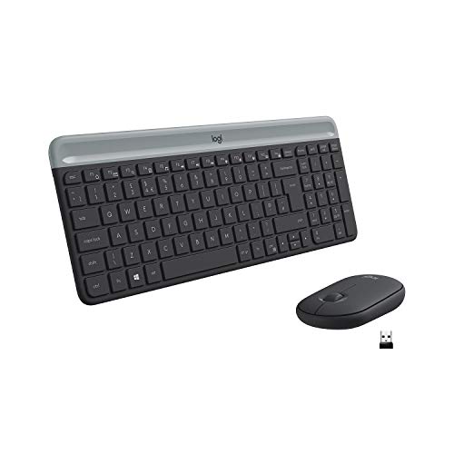 Logitech MK470 Combo Teclado y Ratón Inalámbrico para Windows, 2.4 GHz con Receptor USB Unifying, Diseño Compacto, Batería de Adecuada Duración, Disposición QWERTY Español, Negro