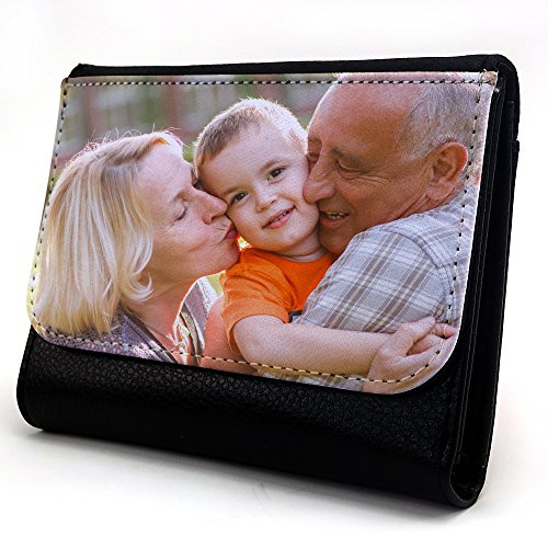 LolaPix Cartera Personalizada Hombre con tu Foto/Diseño/Texto. Regalo Original y Exclusivo. Tejido en Cartera Símil Piel. Mediana