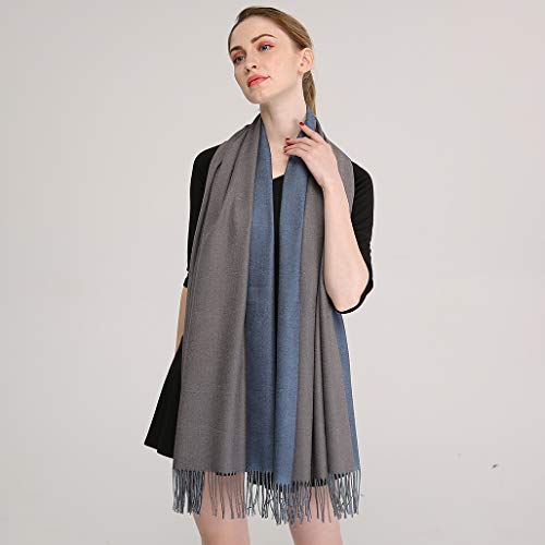 Longwu Cashmere Wrap Shole Chal para Mujer Invierno Extra Grande (79"X 28") Hombres Pañuelo de Pashmina Sólido de Lana de Cordero-14#