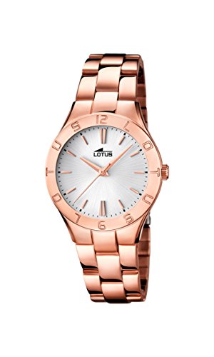 Lotus 0 - Reloj de cuarzo para mujer, con correa de acero inoxidable, color oro rosa