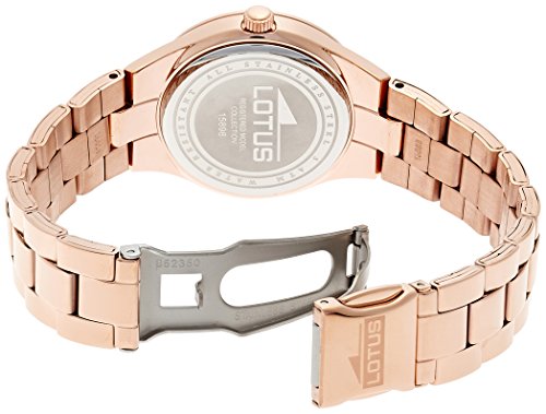 Lotus 0 - Reloj de cuarzo para mujer, con correa de acero inoxidable, color oro rosa