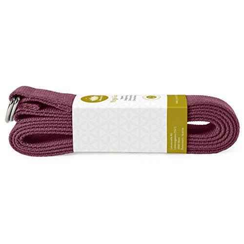 Lotuscrafts Yoga Cinturon Algodon - 100% Algodon (Cultivo Biológico) - Correa Yoga Algodon para Mejores Estiramientos - Cinturón de Yoga con Cierre de Metal - Yoga Strap Belt [250 x 3,8 cm]