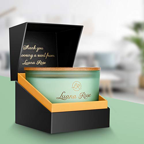 Luana Rose - Juego de 3 velas aromáticas (100 % cera de soja, para aromaterapia, larga duración de combustión, tapa de madera)