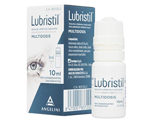 LUBRISTIL Multidosis 10 ml | Lágrima artificial con Ácido Hialurónico | Propiedades lubricantes, hidratantes y protectoras para la superficie ocular | Sin conservantes