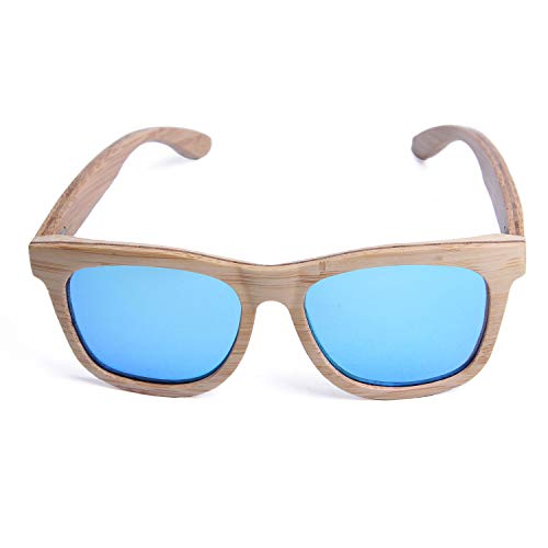 LUI SUI Gafas de sol de madera de bambú polarizadas Retro Vintage Style Unisex Gentleman Lady Man Woman con estuche Caja de regalo