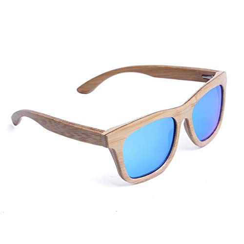 LUI SUI Gafas de sol de madera de bambú polarizadas Retro Vintage Style Unisex Gentleman Lady Man Woman con estuche Caja de regalo