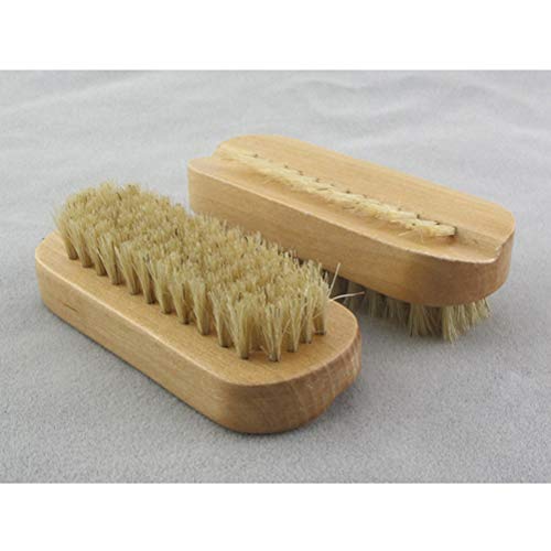 Lurrose 2 piezas Cepillos de cerdas naturales para manos y uñas Cepillo para manos de madera de dos caras Cepillo para uñas de pedicura de manicura