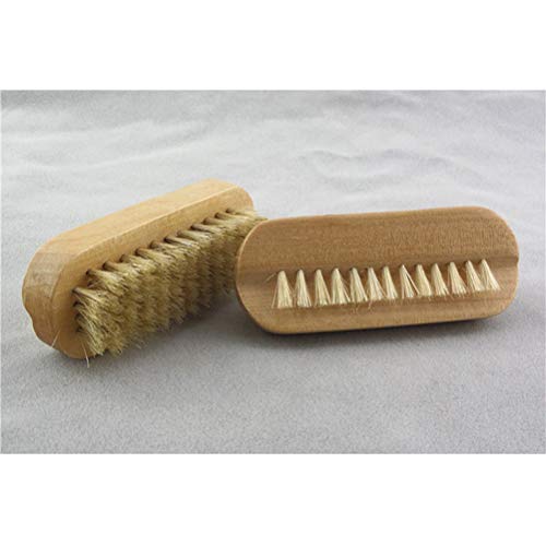 Lurrose 2 piezas Cepillos de cerdas naturales para manos y uñas Cepillo para manos de madera de dos caras Cepillo para uñas de pedicura de manicura