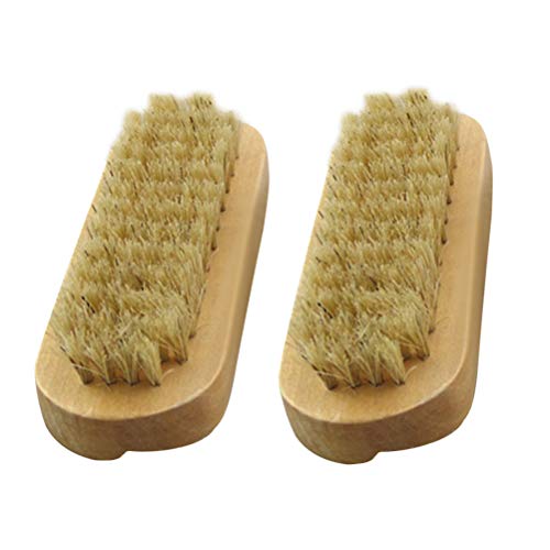 Lurrose 2 piezas Cepillos de cerdas naturales para manos y uñas Cepillo para manos de madera de dos caras Cepillo para uñas de pedicura de manicura