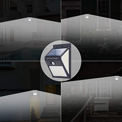 Luz Solar Exterior 140 LED Lámparas Solares con Sensor de Movimiento Luces Solares Led Exterior Impermeable con 3 Modos Inteligentes para el garaje del jardín Camino (Negro)