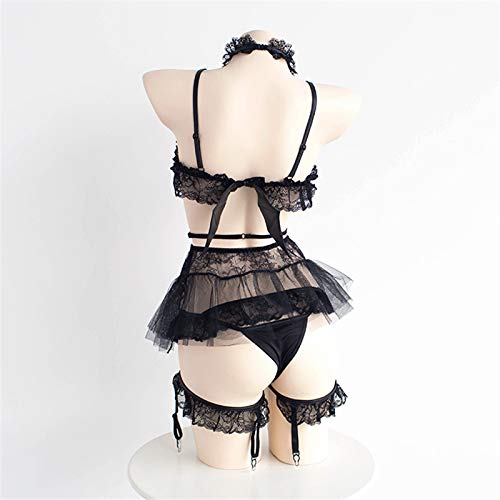 Lxwi Glamour y sexy disfraz de demonio para mujer, disfraz sexy de Lolita anime Shouw Bikini con alas de Halloween (color: negro, talla S)