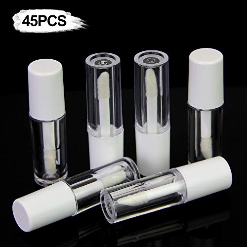 LYTIVAGEN 45 PCS Botella Tubo Bálsamo Labio 1,3ML Tubo de Brillo de Labios Transparente Vacío Botella Recargable para Hacer Brillo de Labios, Bálsamo Labial