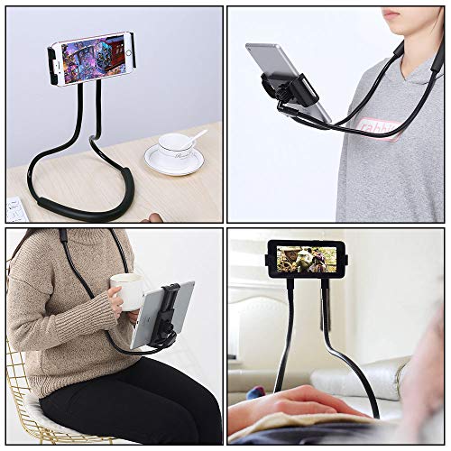 LYTIVAGEN Soporte para Teléfono Celular que Cuelga en el Cuello, Flexible 360 grados de rotación del soporte del móvil, Universal Cuello Soporte para Móvil, Tablet, Smartphone (Negro)