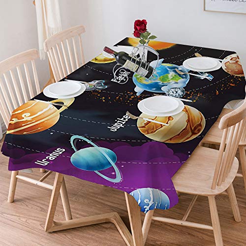 Mantel Antimanchas Rectangular Impermeable,Planet Universe Space, Sistema Solar Educativo Planetas Neptuno Venus Mer,Manteles Mesa Decorativo para Hogar Comedor del Cocina,（140 x 200 cm/55*78 pulgada）