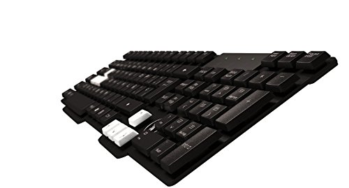 Mars Gaming MKHA0 - Teclado gaming para PC (respuesta ultra-rápida, iluminación LED blanca, anti-ghosting, teclas elevadas y extraíbles, base metálica, USB oro), color negro