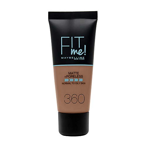 Maybelline New York - Fit Me, Base de Maquillaje Mate Afina Poros, Tono 360 Mocha - 30 ml