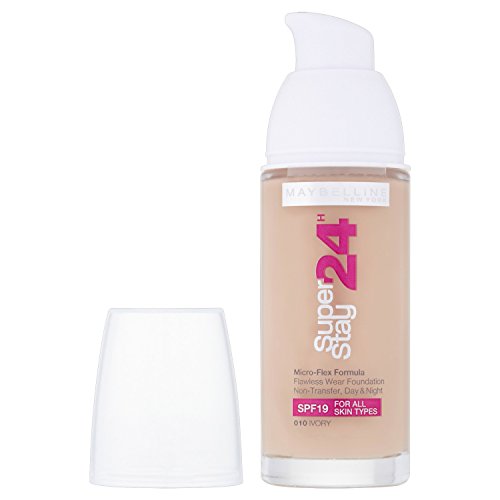 Maybelline Superstay 24HRS 10 Ivory Frasco dispensador - base de maquillaje (Ivory, Piel mixta, Piel seca, Piel normal, Piel grasosa, Piel sensible, Frasco dispensador, 24 h, Francia, 33 mm)