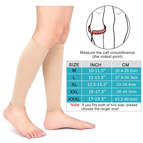 Medias de Compresión para Mujeres y Hombres, 20-30 mmHg Calcetines de Compresión Cortas, Punta Abierta, Medias Compresión Fuerte para Venas Varicosas, Edema, Embarazo, Mejora la Circulación (Beige, L)