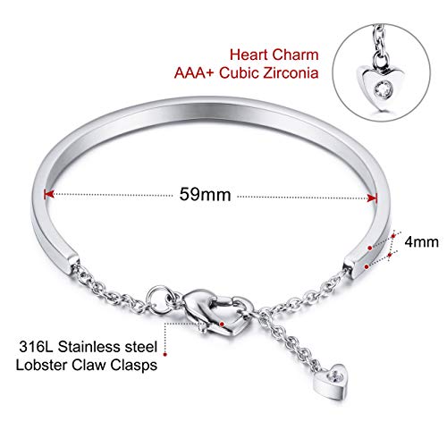 MeMeDIY Pulsera Personalizada Grabado Nombre Identificación De Personalizada para Hombres Mujeres Niñas Brazalete Ajustable De Acero Inoxidable Resistente Al Agua (4 mm de Ancho, Plateado Color)