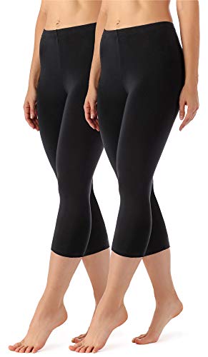 Merry Style Lote de 2 Leggins 3/4 Mallas Deportivas Mujer MS10-144 (Negro/Negro, S)