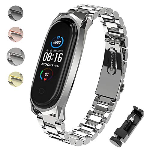 Mijobs Correas de Mi Band 5 Mi Band 4&3 Correa Bracelet, Wrist Strap Replacement Band Correa Pulsera Acero para Mi Band 5/4/3 Correa(No Host)