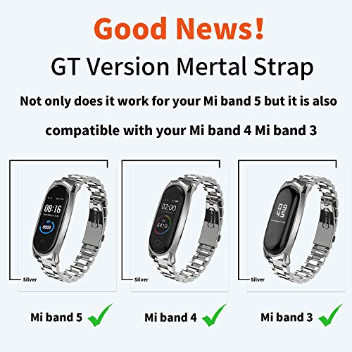 Mijobs Correas de Mi Band 5 Mi Band 4&3 Correa Bracelet, Wrist Strap Replacement Band Correa Pulsera Acero para Mi Band 5/4/3 Correa(No Host)