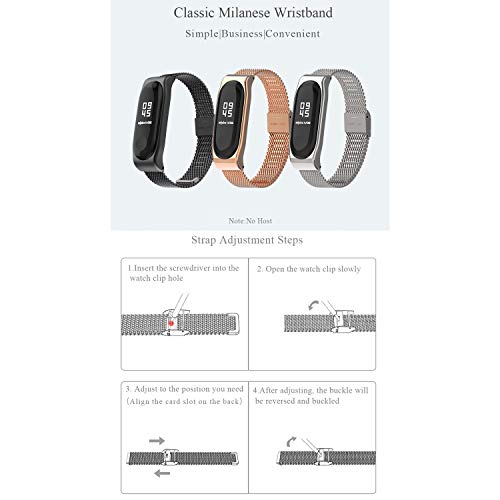 Mijobs Correas de Xiaomi Mi Band 4 Mi Band 3 Correa Bracelet,Wrist Strap Replacement Band para Xiaomi Mi Band 4 3 (No Host) (Milanese Silver)