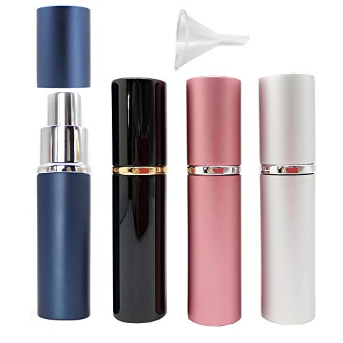 Mila-Amaz 4Pcs 10ml Botellas de Atomizador de Perfume Recargable Botellas de Spray de Vacío Mini Botella de Perfume con Embudo