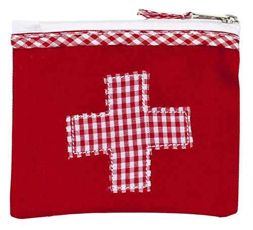 Mini-Farmacia Bolsa de medicinas roja algodón con aplicación Cruz roja y Blanca Vichy a Cuadros 13x11cm Ringelsuse