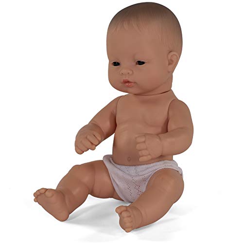 Miniland – Muñeca bebé Asiática Niña de Vinilo Suave de 32cm con rasgos étnicos y sexuado para el Aprendizaje de la Diversidad con Suave y Agradable Perfume. Colección de Diferentes etnias y sexos.