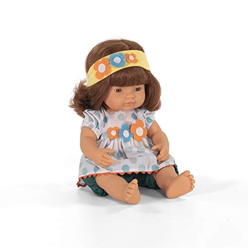 Miniland –Muñeco bebé Europeo Niña Pelirroja. Vinilo Suave de 38cm. Rasgos étnicos y sexuado para el Aprendizaje de la Diversidad. Ligero y Agradable Perfume. Colección de Diferentes etnias y sexos.